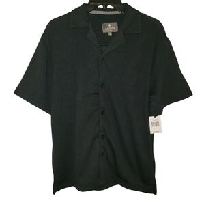 Saints studio Black Men's button down short sleeve shirt size small NWT